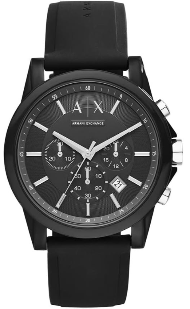 Armani Exchange Outerbanks AX1326 Men's Chronograph Watch - Black Dial with Black Silicone Strap