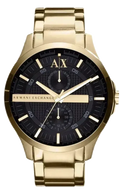 Armani Exchange Hampton AX2122 Men's Chronograph Watch - Black Dial with Gold Stainless Steel Strap