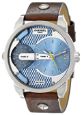 Diesel DZ7321 Mini Daddy Chronograph Men's Watch - Light Blue Dial & Brown Leather Strap