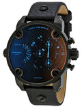Diesel DZ7334 Little Daddy Chronograph Men's Watch - Black Dial & Black Leather Strap