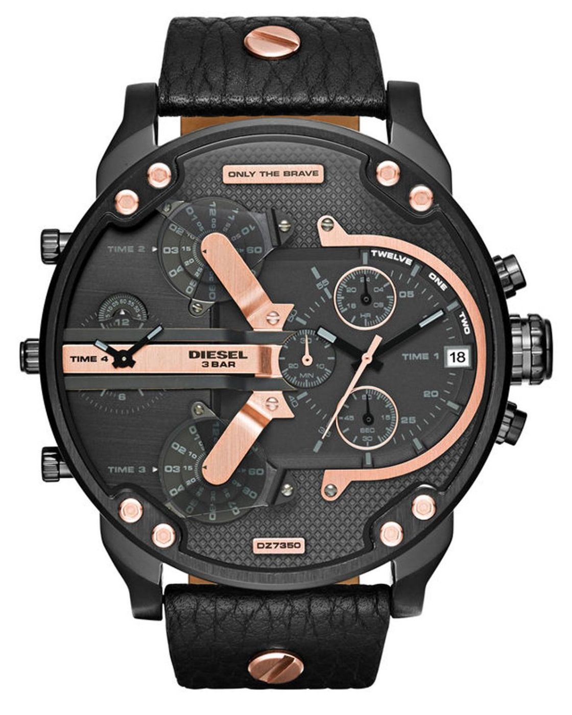 Diesel DZ7350 Mr. Daddy 2.0 Chronograph Men's Watch - Black Dial & Black Leather Strap