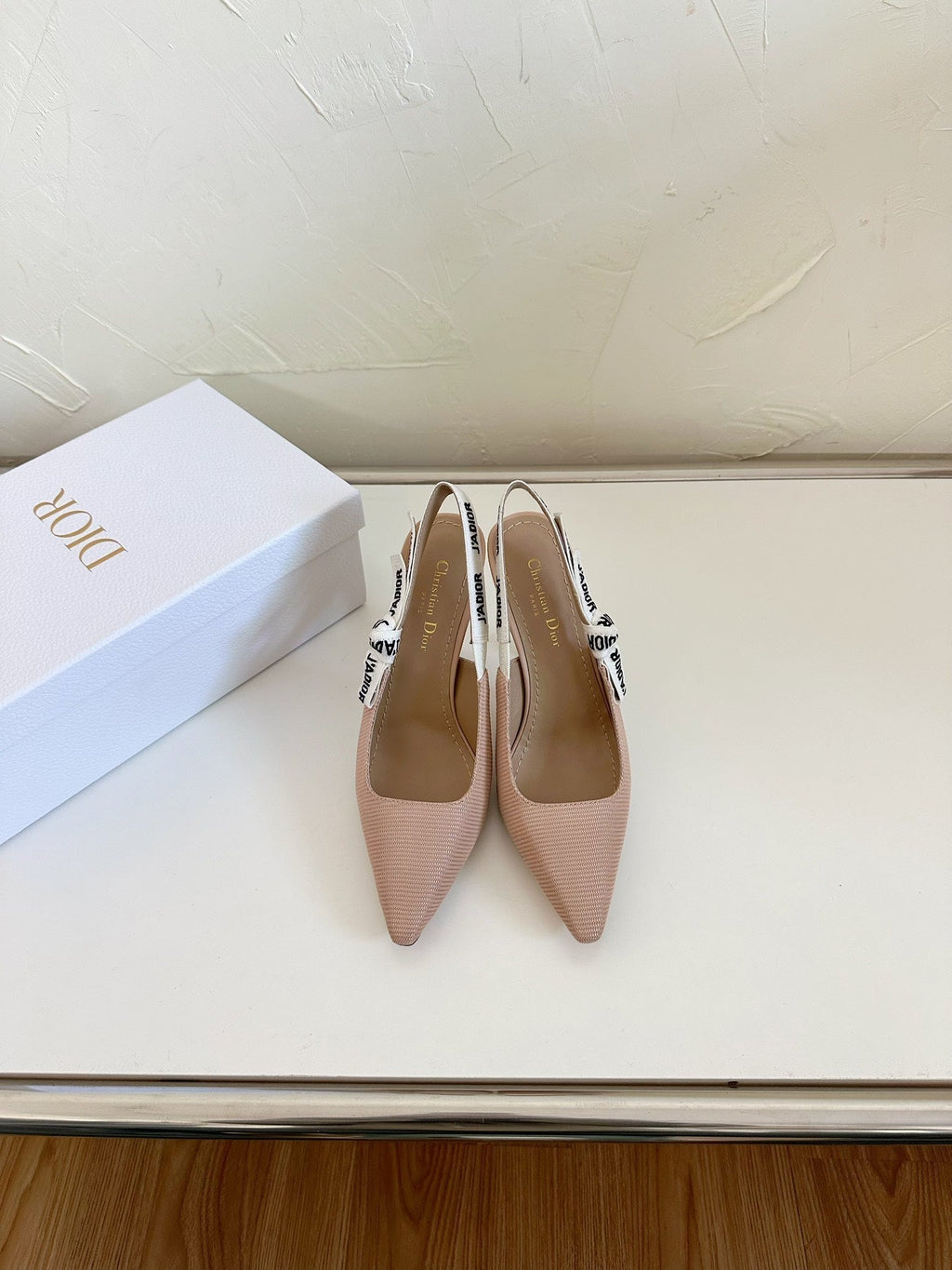 DIOR J'A SLINGBACK PUMP NUDE PINK TECHNICAL FABRIC 10 CM