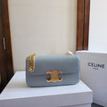 CELINE CHAIN EMBOSSED ARMPIT BAG 20 IN COOL GRAY BLUE CALFSKIN