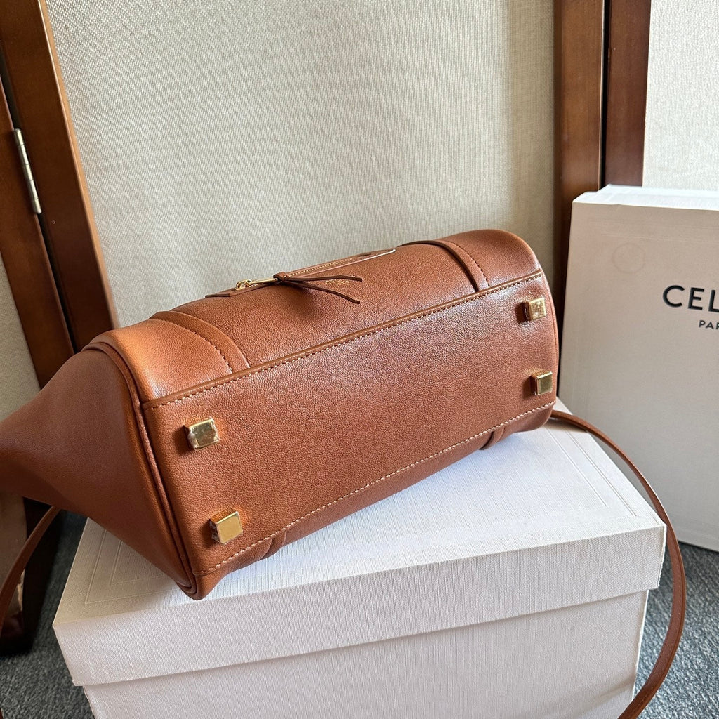CELINE 25S NEW LUGGAGE 36MM IN CARAMEL BROWN CALFSKIN GOLD HARDWARE