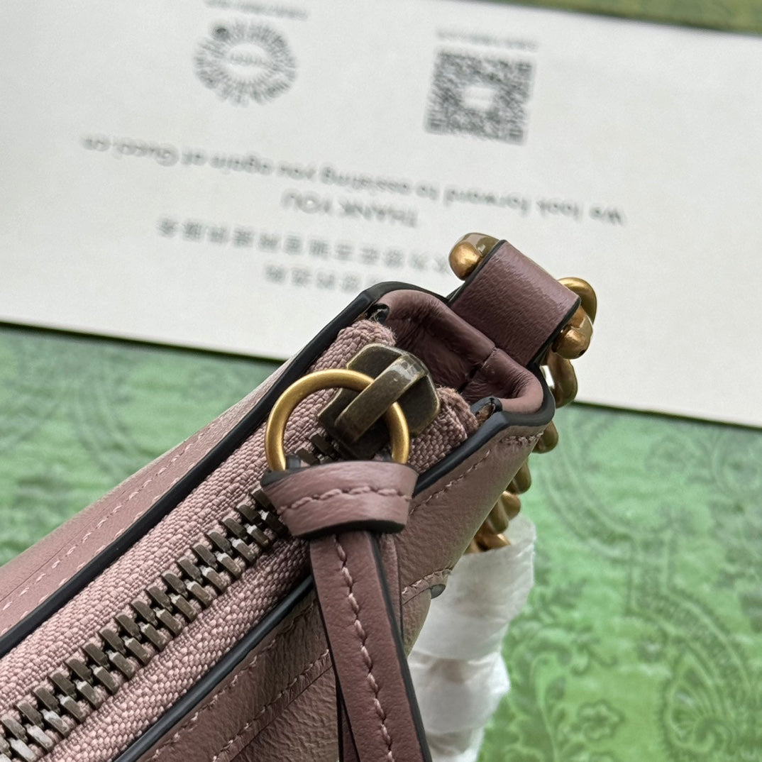GUCCI MARMONT SHOULDER BAG 26 IN NUDE PINK CALFSKIN
