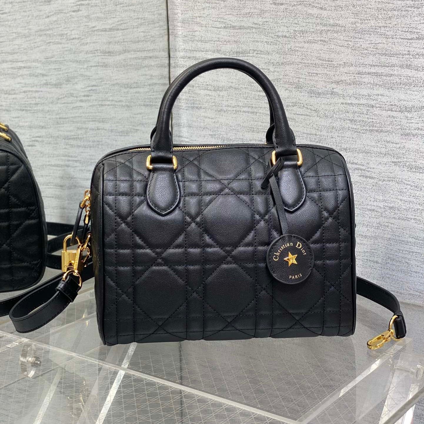 DIOR GROOVE 25 BAG IN BLACK LAMBSKIN