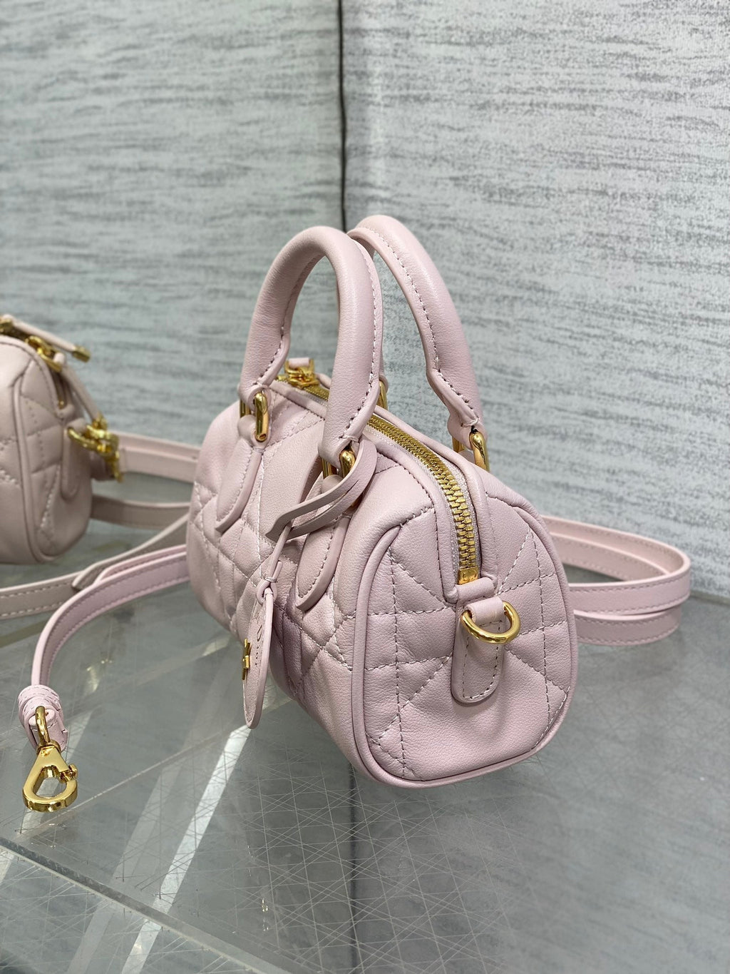 DIOR GROOVE MINI 17 BAG IN LIGHT PINK LAMBSKIN