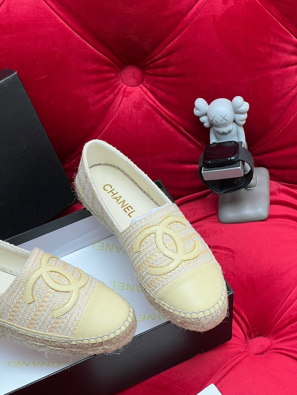 CHANEL WOVEN LOAFERS IN DARK CREAM FABRIC