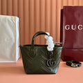 GUCCI 26S  MARMONT TOTE BAG 17 IN MOSS GREEN CALFSKIN