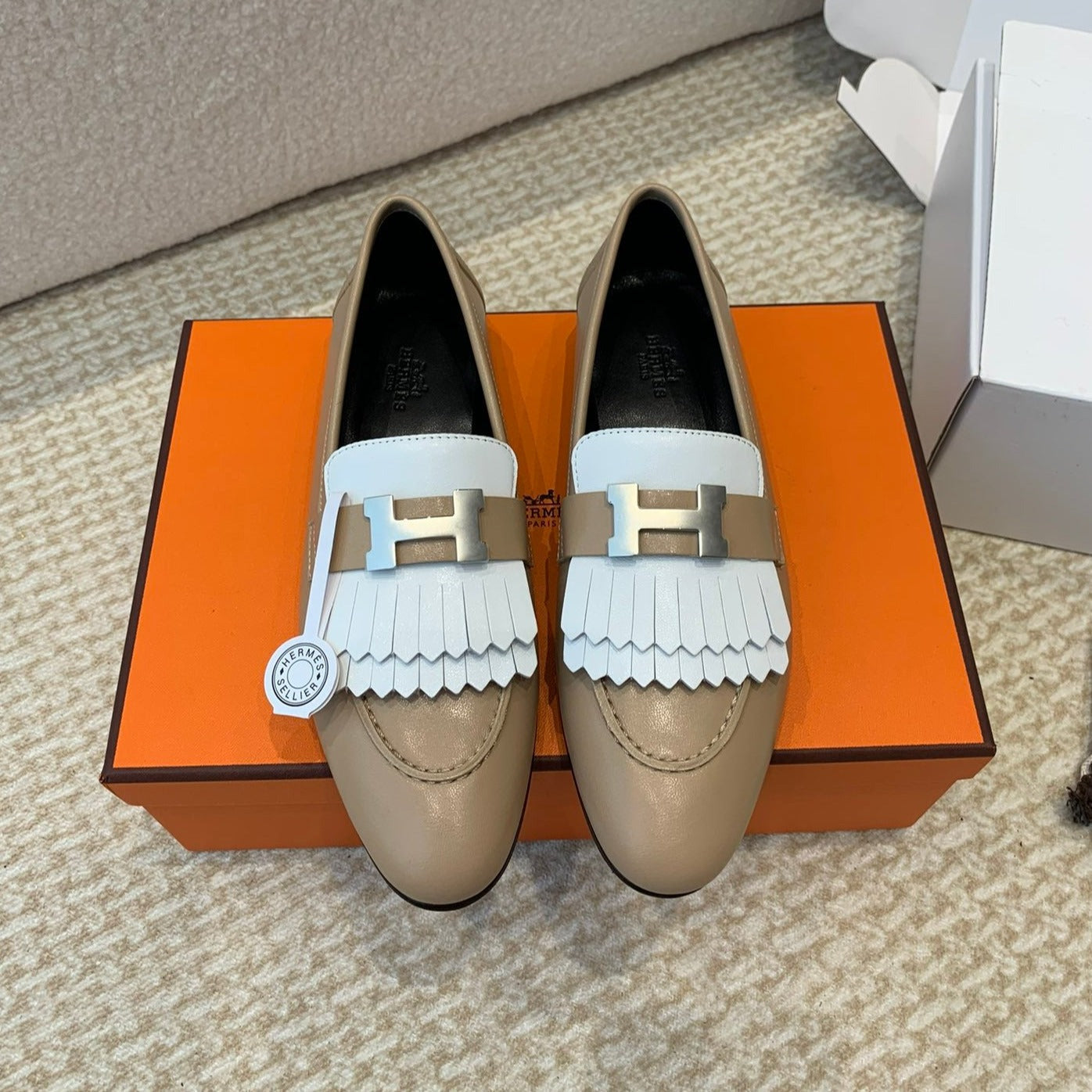 HERMES ROYAL LOAFER NUDE BROWN CALFSKIN