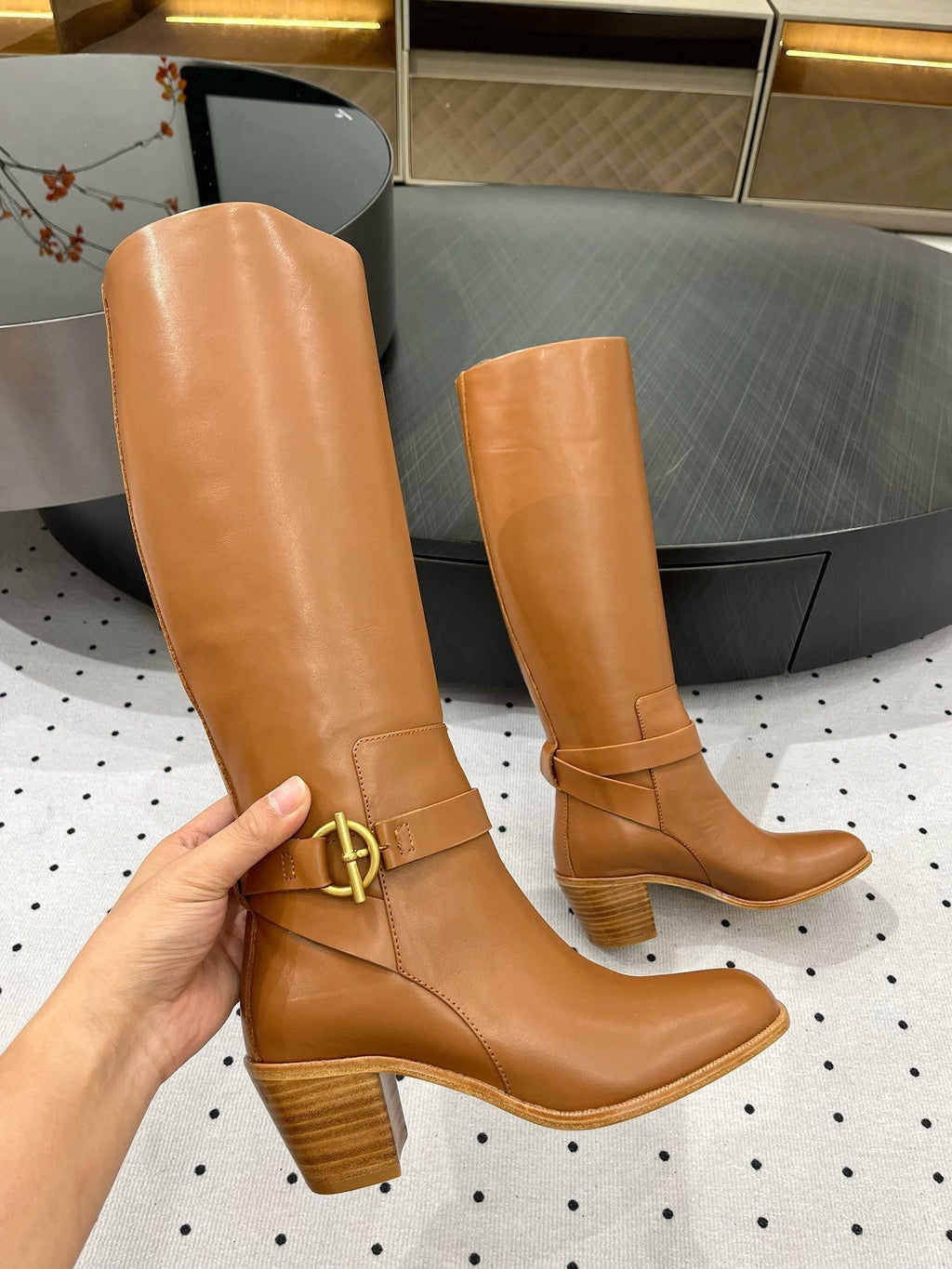 HERMES JUSTINE BOOT 6 CM IN BRONZE BROWN CALFSKIN