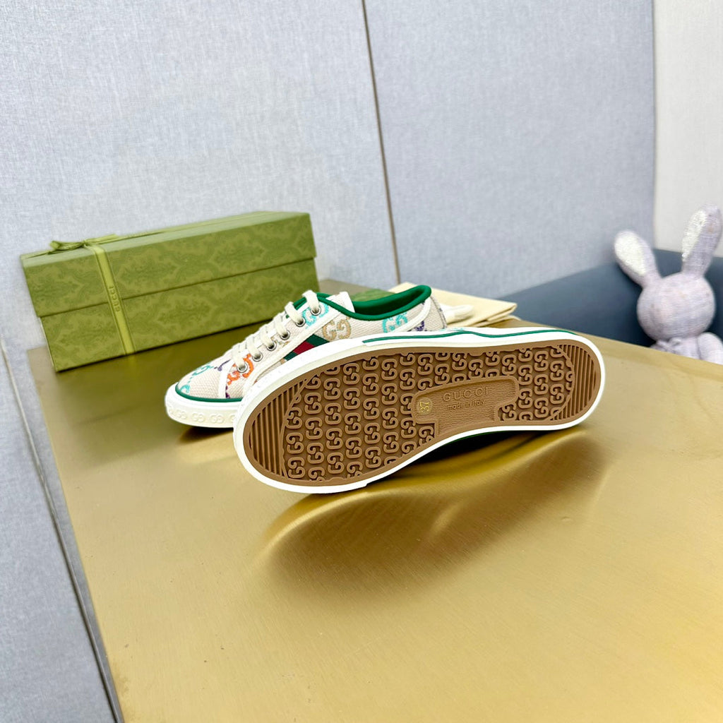 GUCCI TENNIS 1977 TRAINER LIGHT GRAY CANVAS