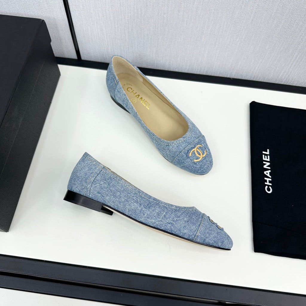 CHANEL ballet flat light blue denim 166814