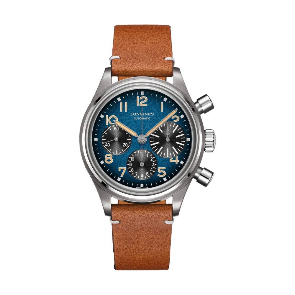 Longines Avigation BigEye 41mm Watch - Blue on Leather Strap