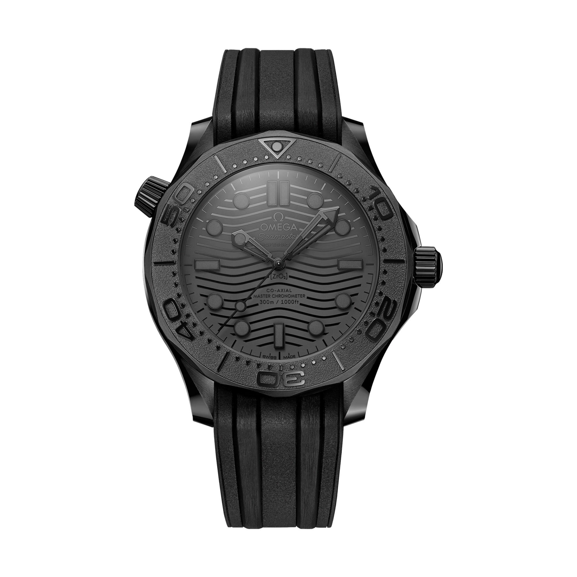 Omega Seamaster Diver 300M Ceramic 43.5mm Watch - Black on Rubber Strap