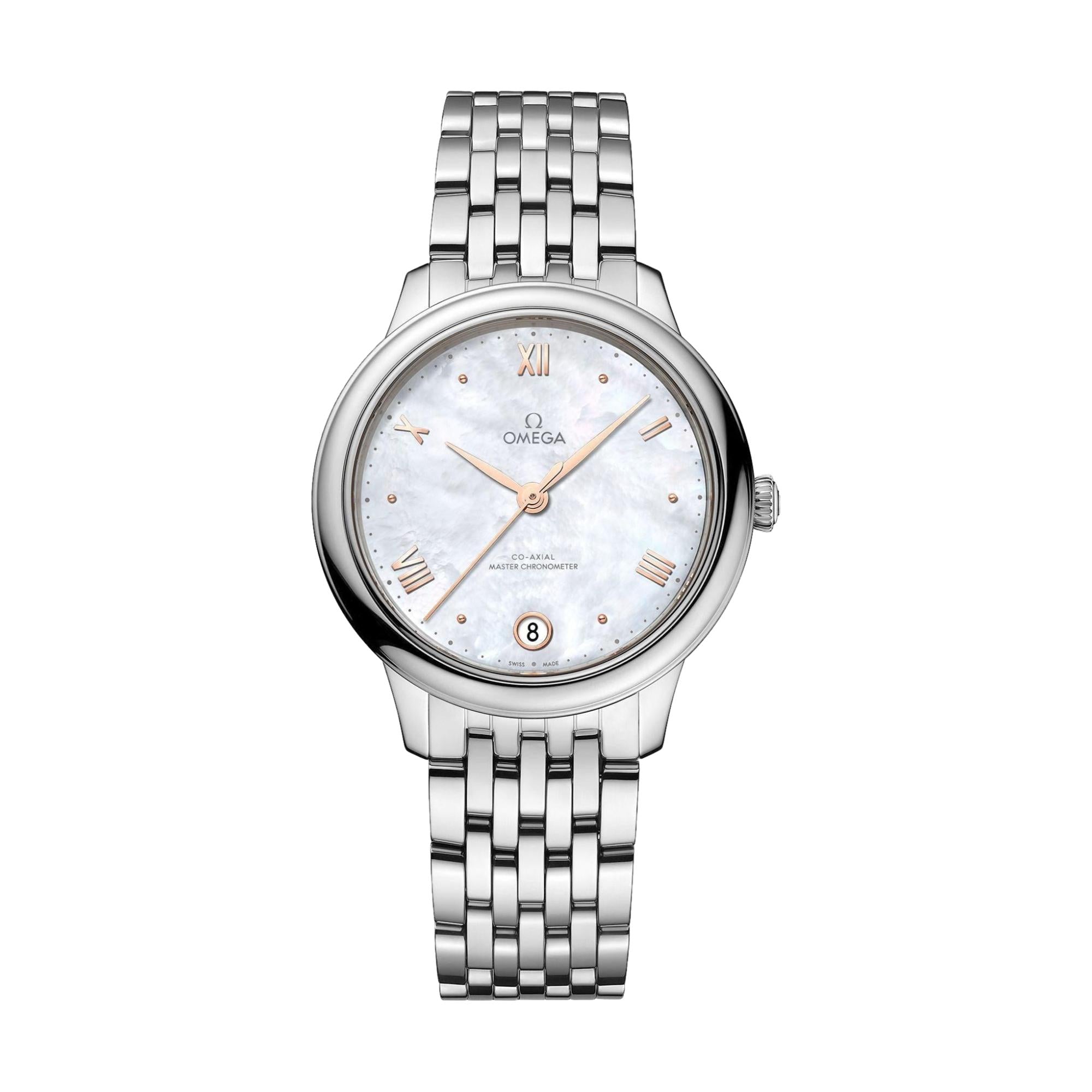 Omega De Ville Prestige 34mm Watch - White, Mother - of - Pearl on Bracelet