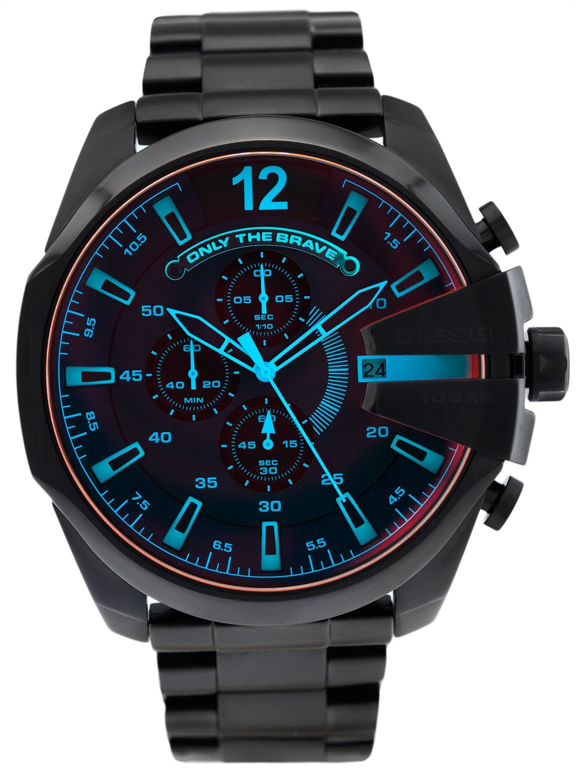 Diesel DZ4318 Mega Chief Chronograph Men's Watch - Black Dial & Black Steel Strap