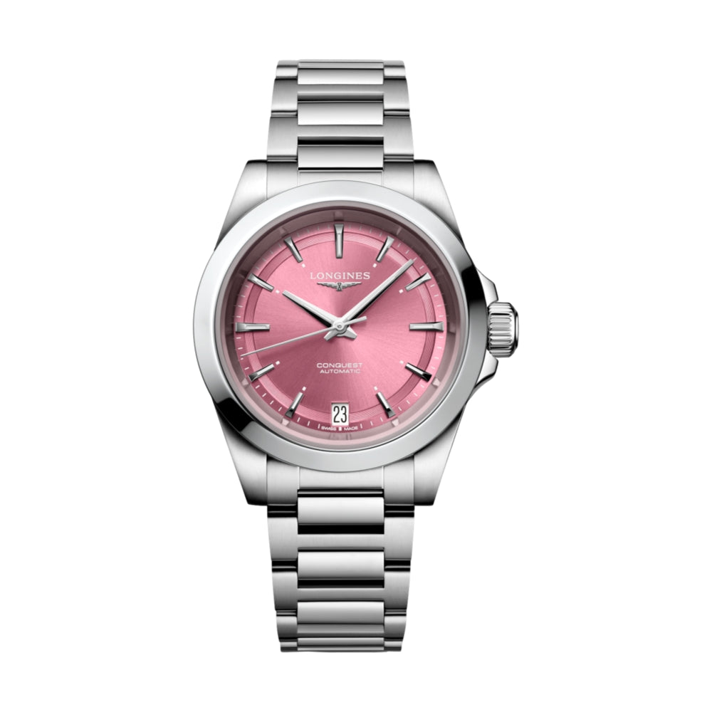 Longines Conquest 34mm Watch - Sunray Pink on Bracelet