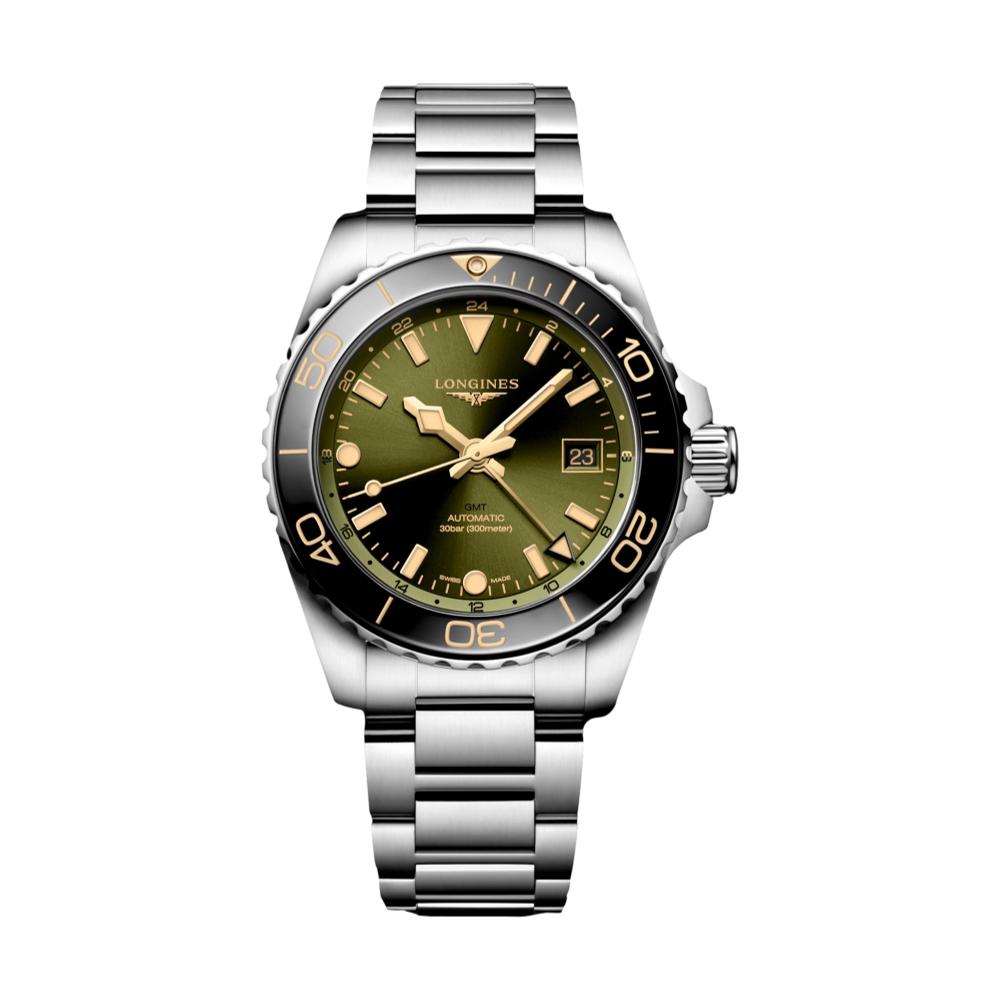 Longines HydroConquest GMT 41mm Watch - Green on Bracelet