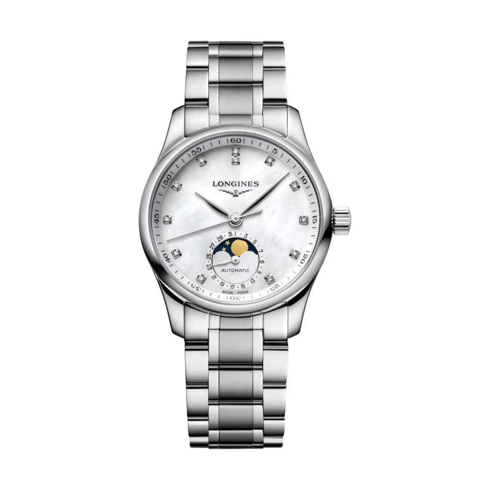 Longines Master Collection Moonphase 34mm Watch - White on Bracelet