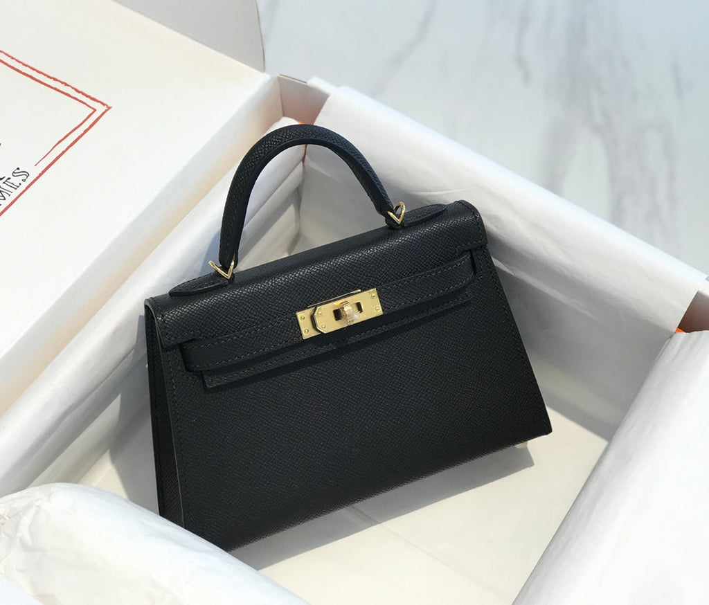 HERMES KELLY MINI 20 BLACK EPSOM GOLD HARDWARE